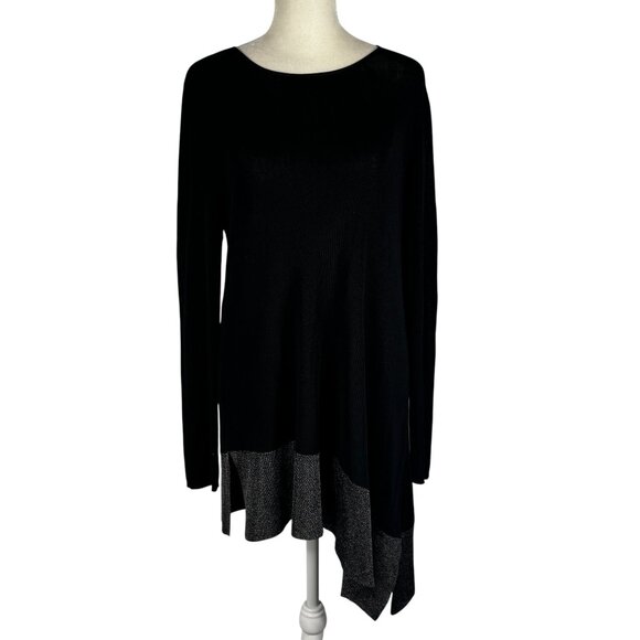 Like new Eileen Fisher Black & Metallic Asymetrical Tunic or Mini Dress Size Med - Picture 3 of 10